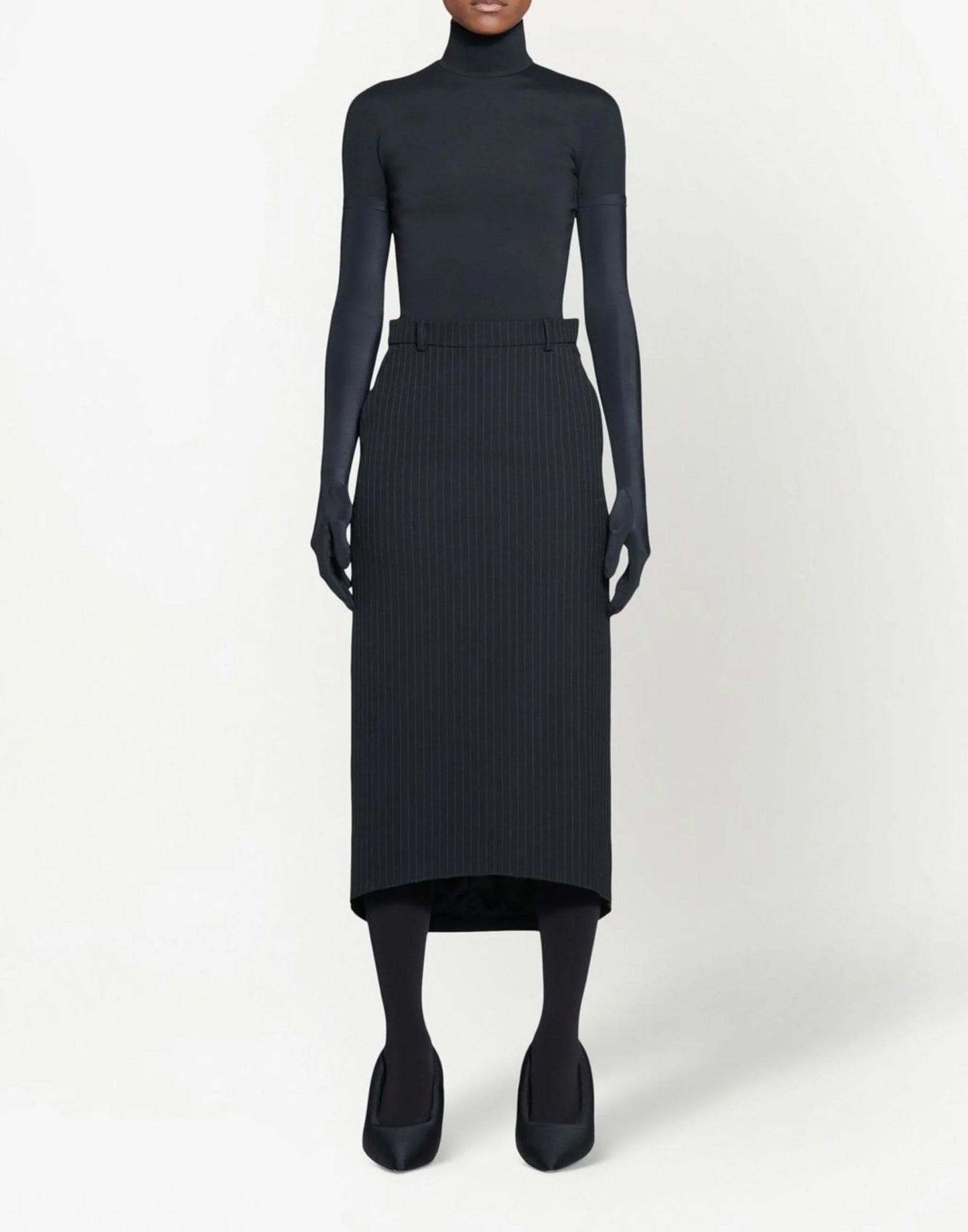 Balenciaga-OUTLET-SALE-Hourglass Pinstripe Pencil Skirt-ARCHIVIST