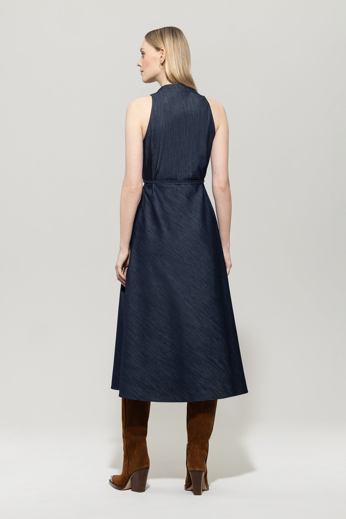 Denimkleid mit Bindeband