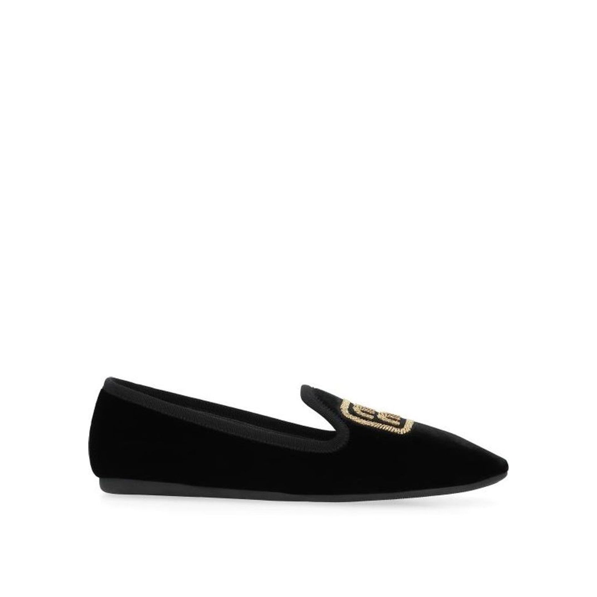 Miu Miu-Miu Miu Logo Velvet Flats-WOMEN SHOES-Black-Deal-Outlet-by-ARCHIVIST