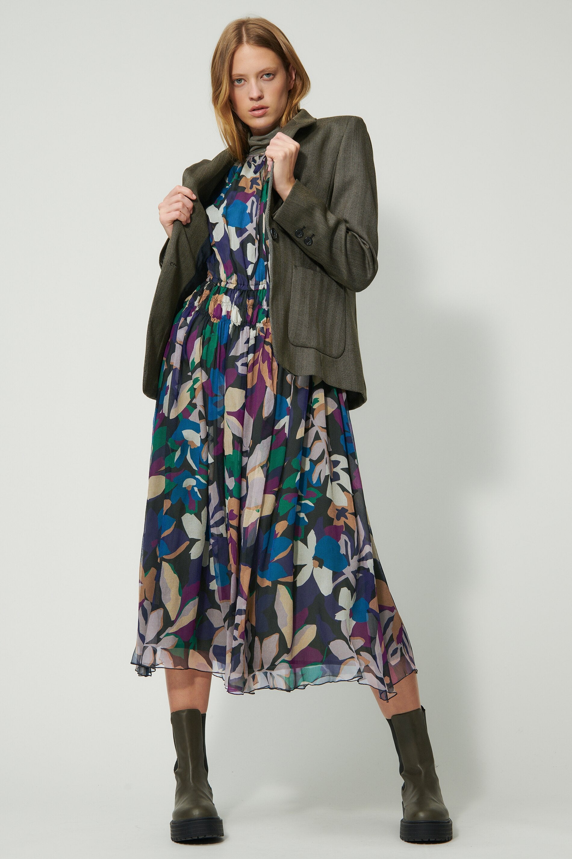 Seidenkleid mit Flower-Print