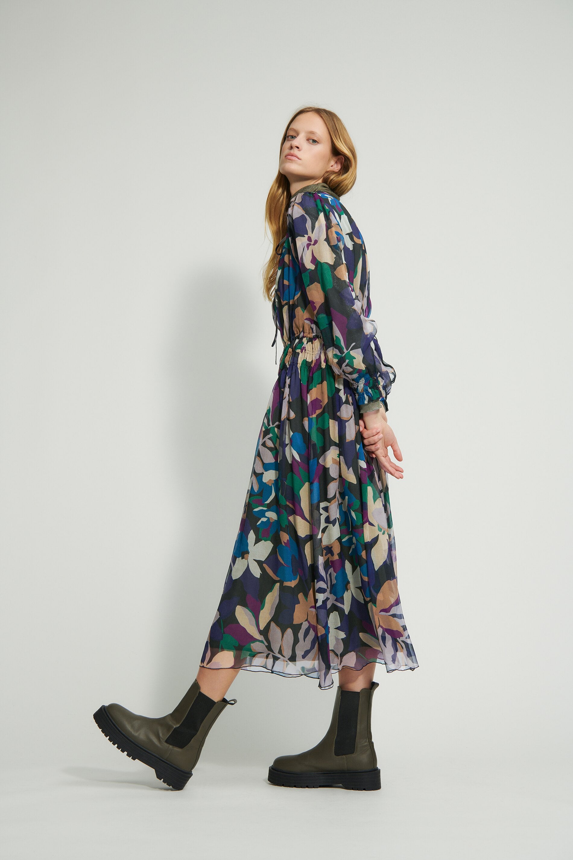 Seidenkleid mit Flower-Print