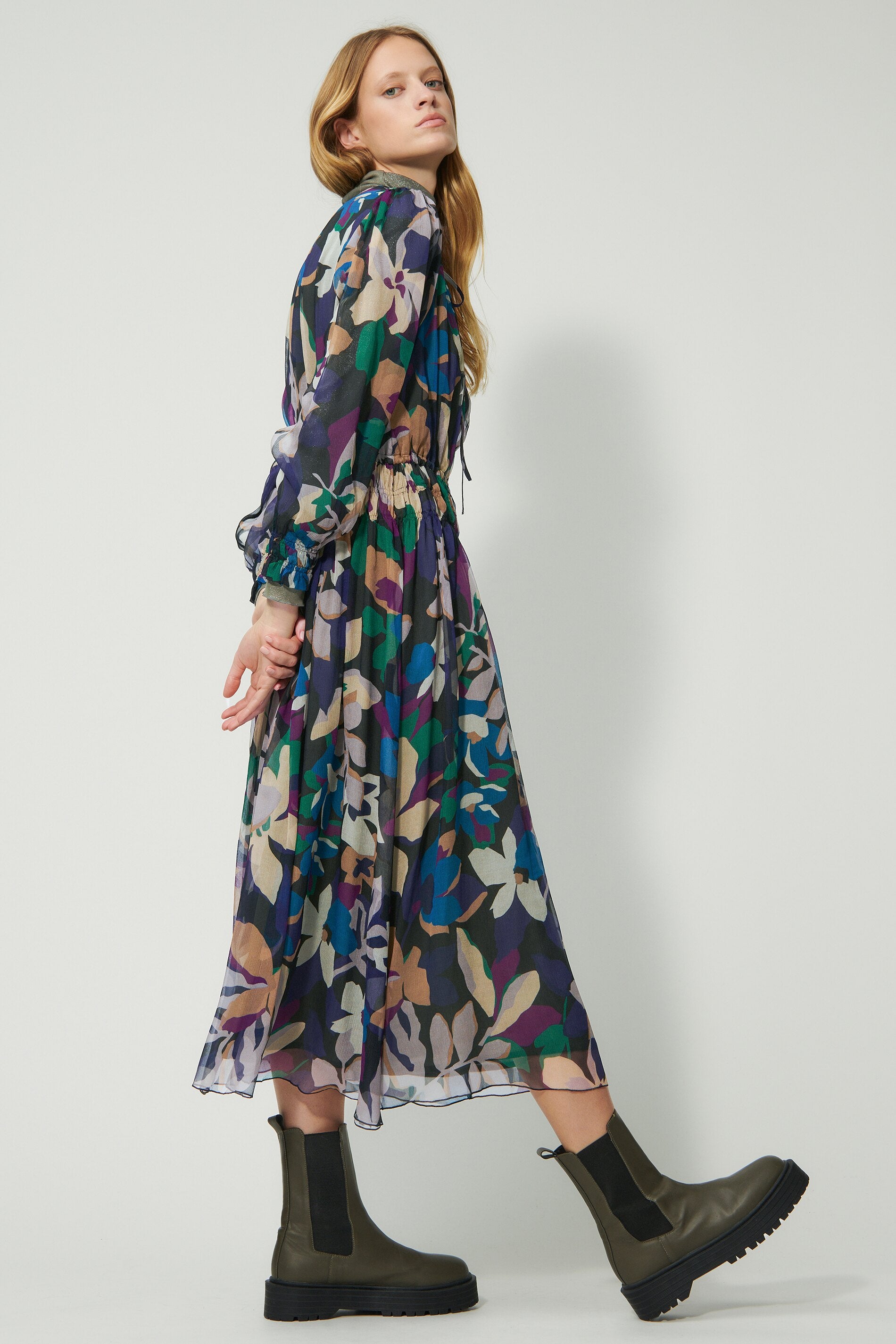 Seidenkleid mit Flower-Print