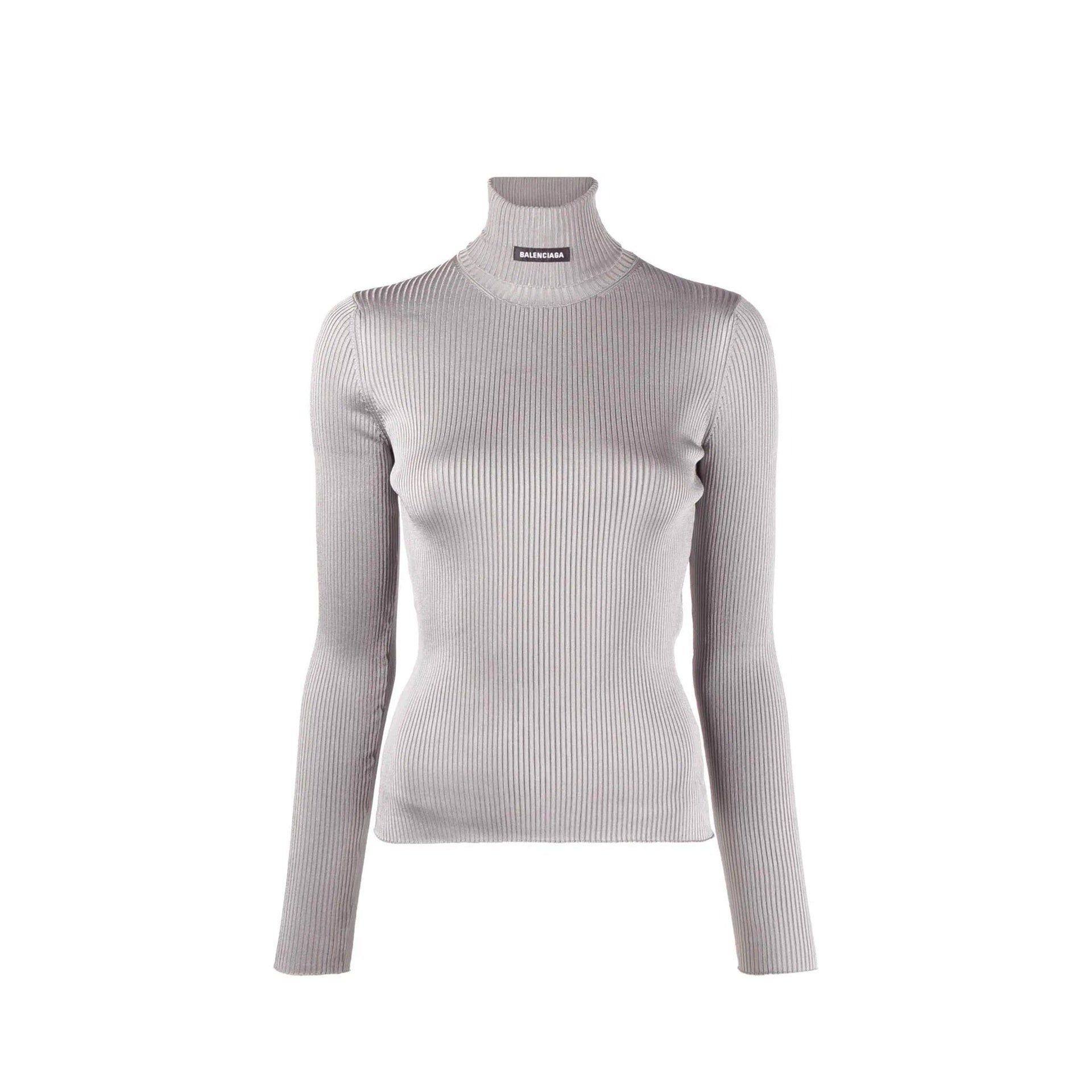 Balenciaga-Balenciaga Ribbed Turtleneck Sweater-WOMEN CLOTHING-Black-Deal-Outlet-by-ARCHIVIST