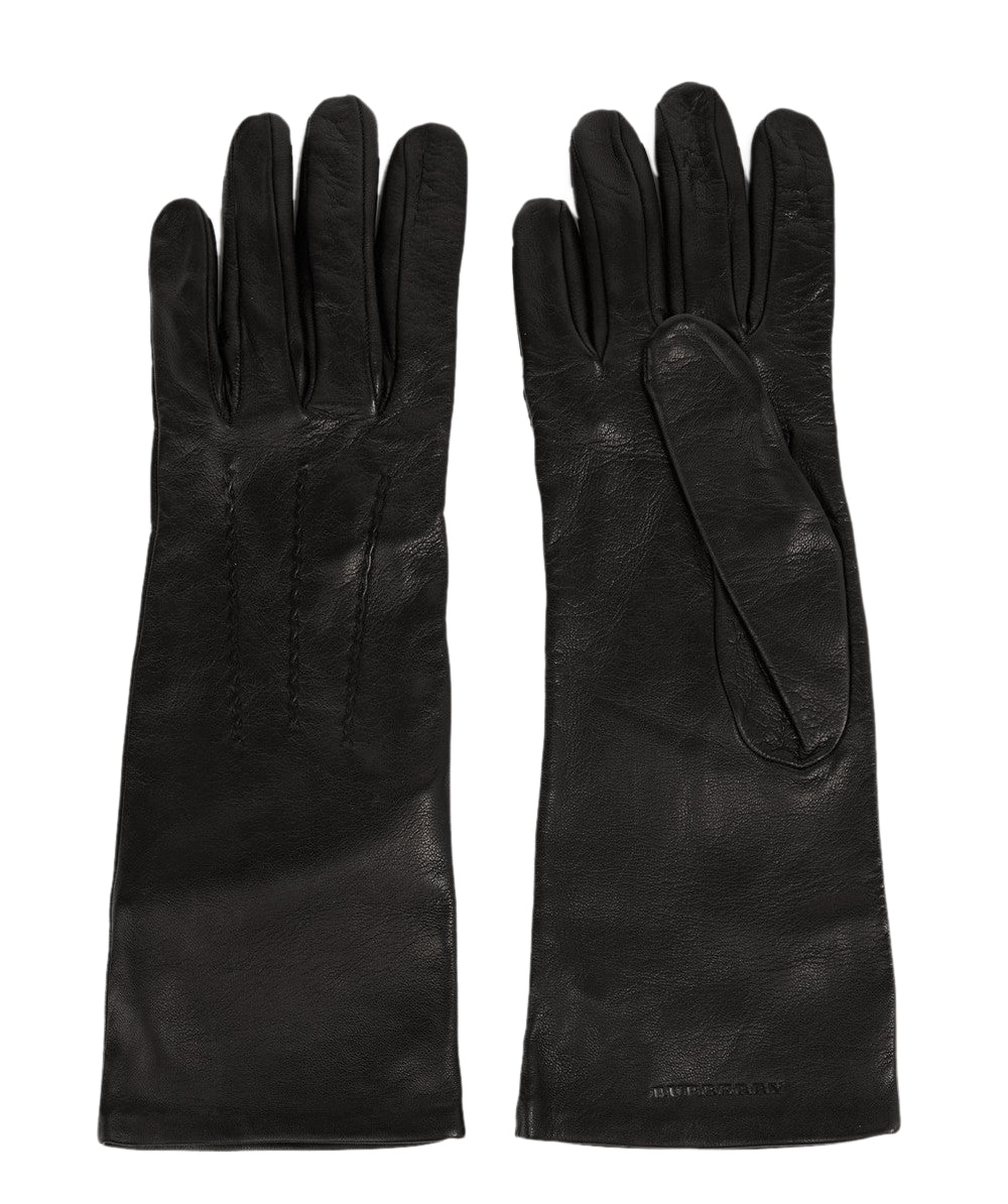 Embossed Logo Leather Gloves