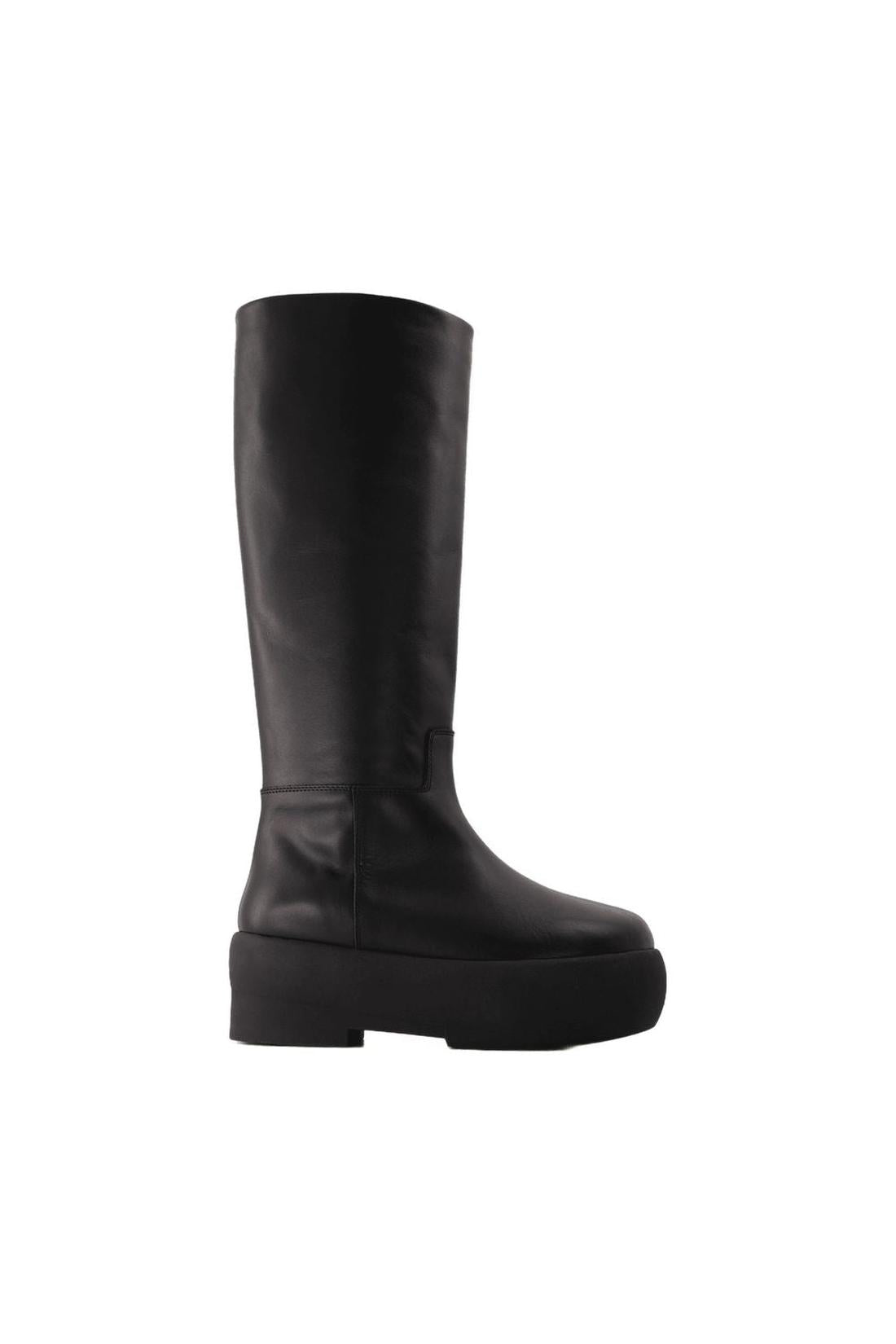 Stiefeletten Tubular aus schwarzem Leder