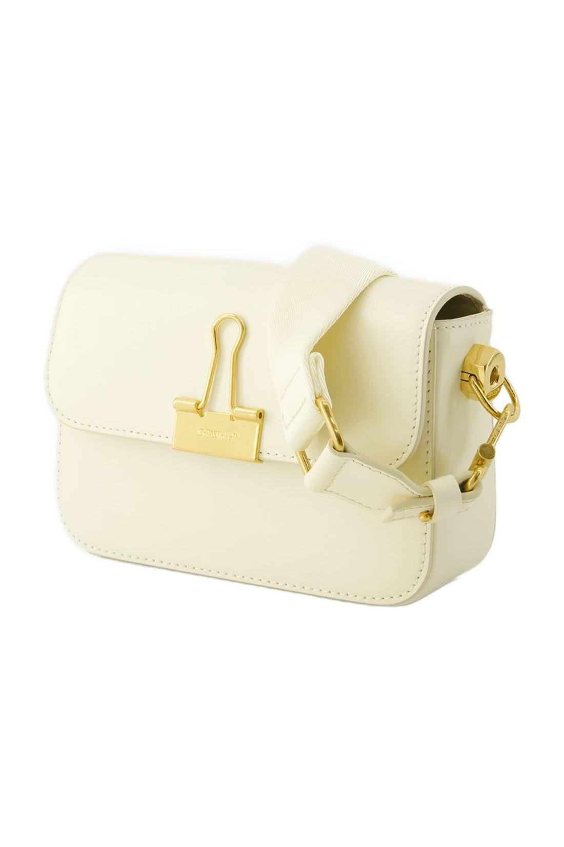 Hobo Bag Plain Binder - Off White - Leather - Beige