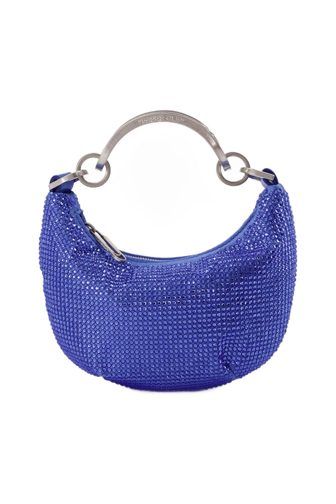 Mini binder clip bag in rhinestones / blue