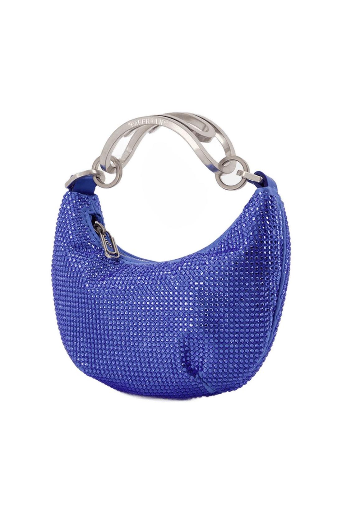 Mini binder clip bag in rhinestones / blue