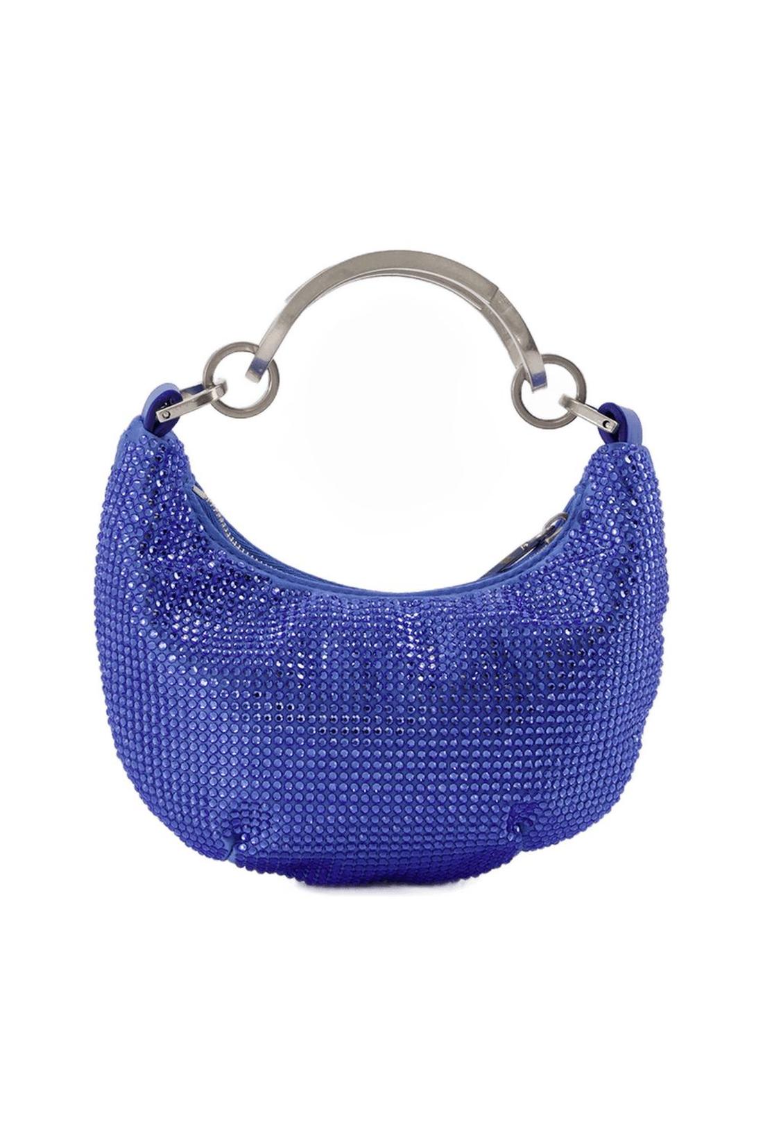 Mini binder clip bag in rhinestones / blue