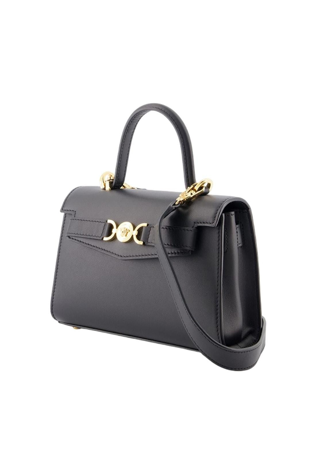 Versace-Handtasche Small Top Handle - Versace - Leder - Schwarz-Taschen-Black-Deal-Outlet-by-ARCHIVIST