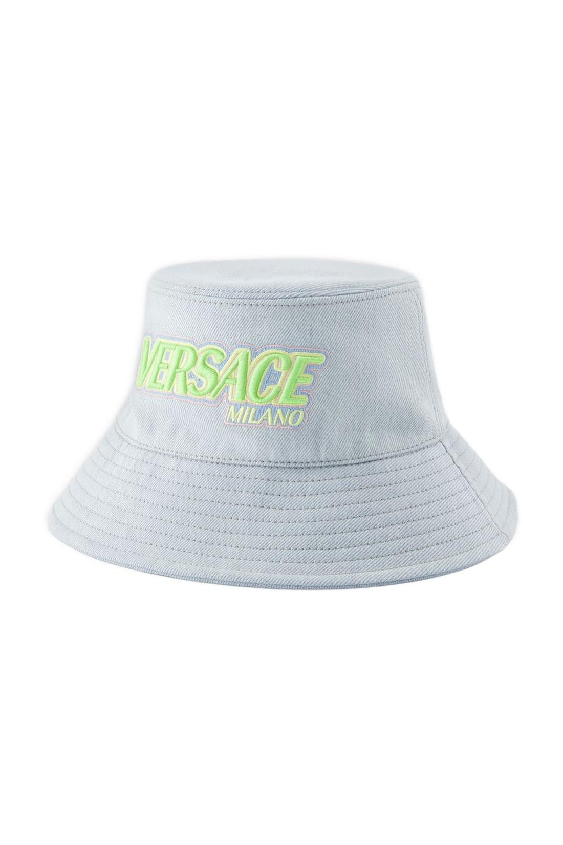 Bob avec logo brodé - Versace - Coton - Bleu