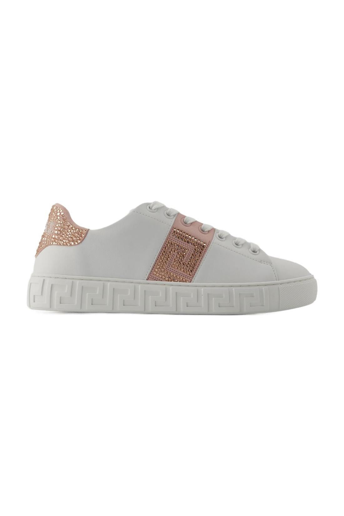 La Greca Sneakers - Versace - Cotton - White/Pink