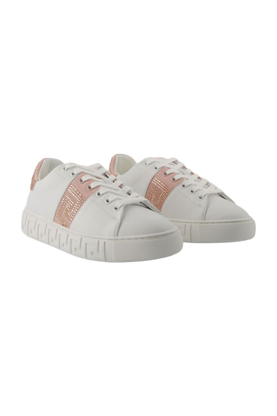 La Greca Sneakers - Versace - Cotton - White/Pink