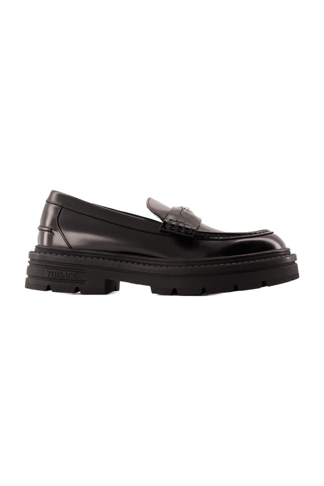 Versace-Flache Schuhe Loafers Calf Leather - Versace - Leder - Schwarz-schuhe / flache-schuhe-Black-Deal-Outlet-by-ARCHIVIST