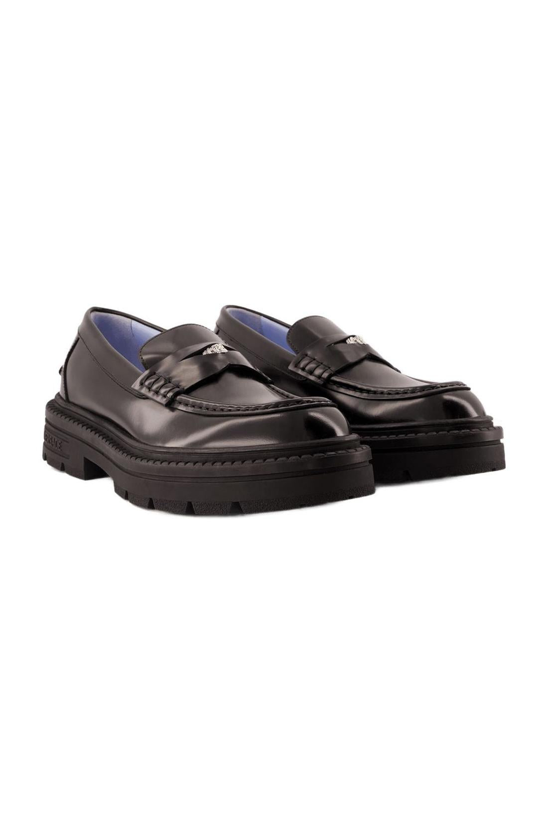 Versace-Flache Schuhe Loafers Calf Leather - Versace - Leder - Schwarz-schuhe / flache-schuhe-Black-Deal-Outlet-by-ARCHIVIST