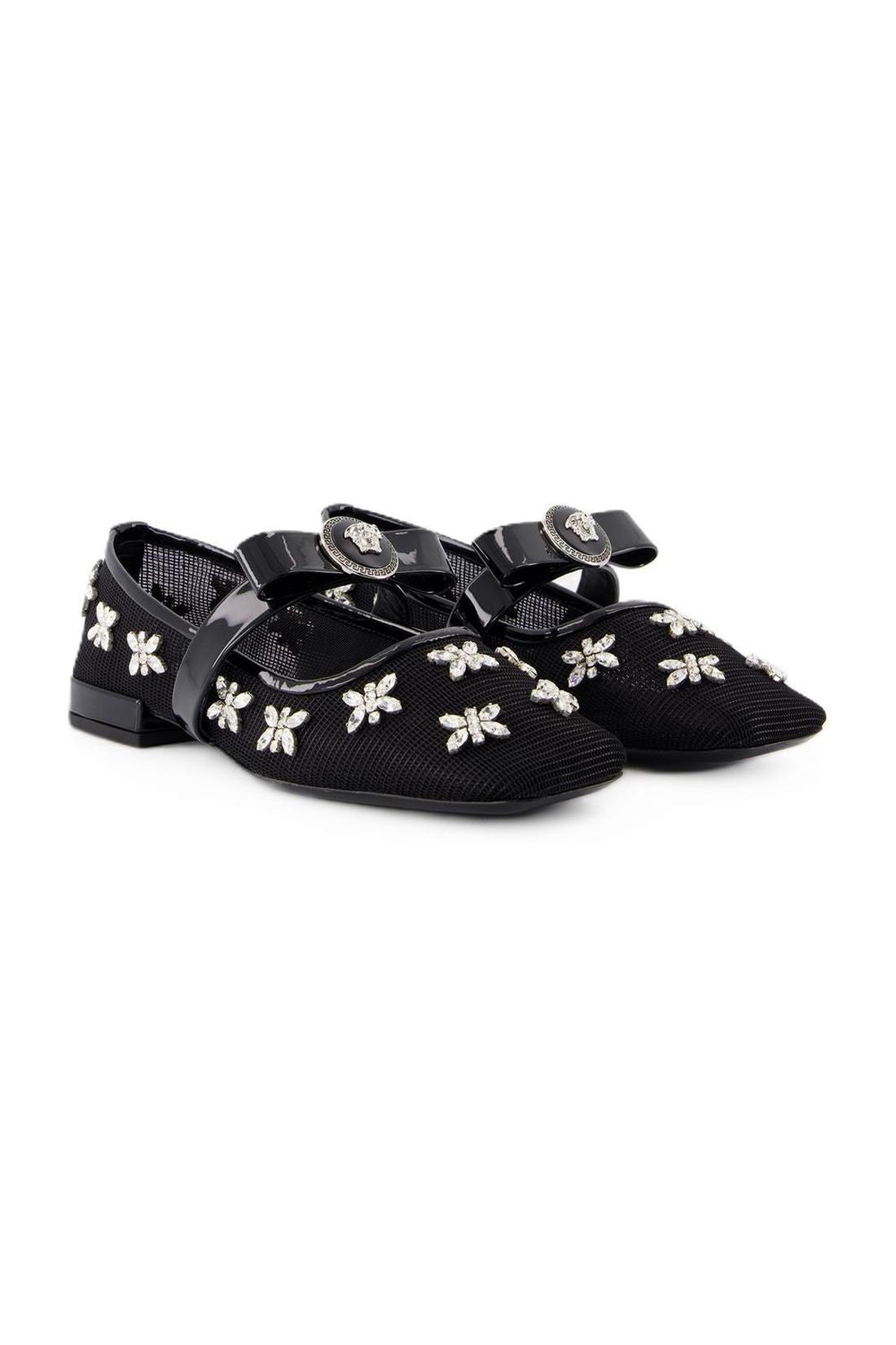 Ballerines Gianni Ribbon - Versace - cuir - noires