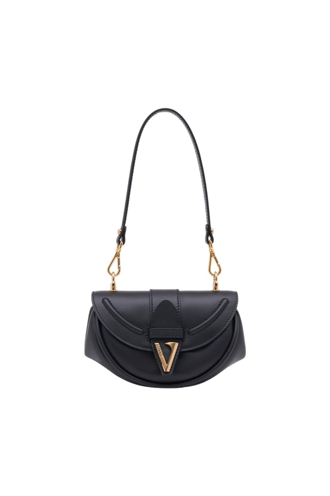 Versace-Virtus Small Schultertasche - Versace - Leder - Schwarz-Taschen-Black-Deal-Outlet-by-ARCHIVIST