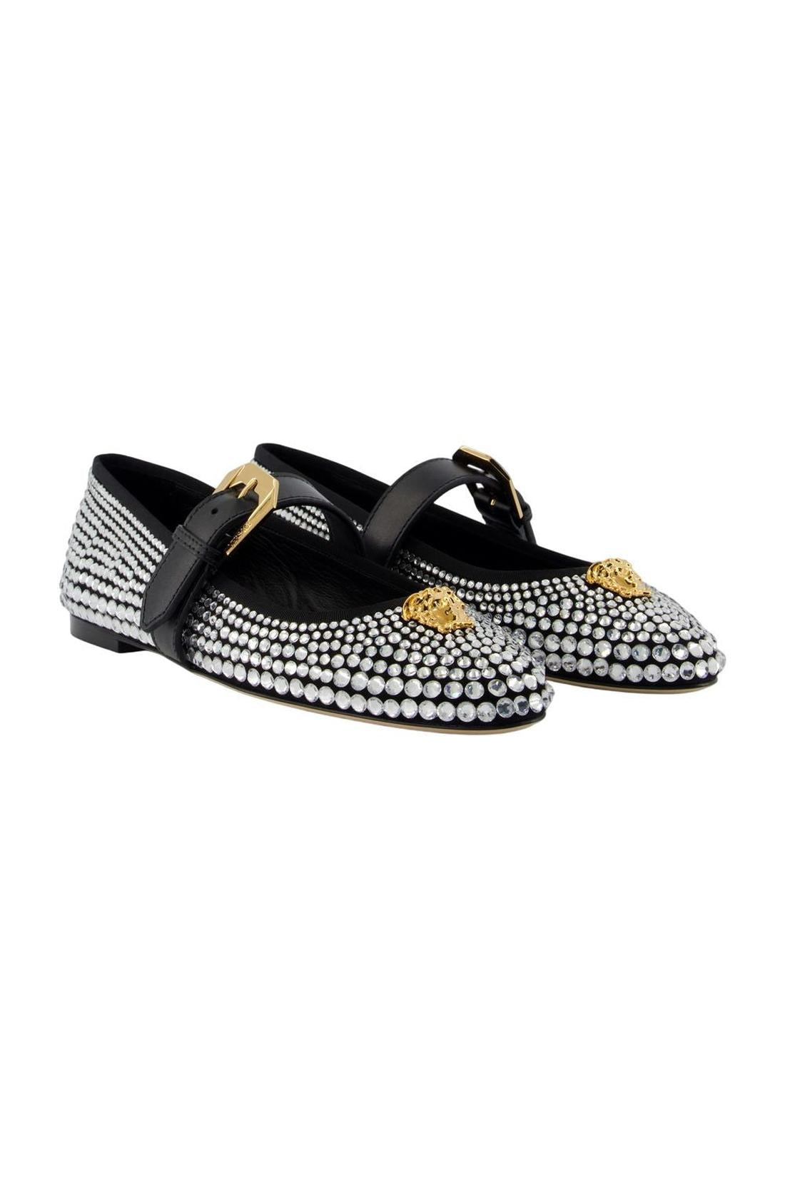 Ballerinas – Versace – Leder – Schwarz-schuhe / flache-schuhe-Versace-OUTLET-ARCHIVIST-ARCHIVE-SALE