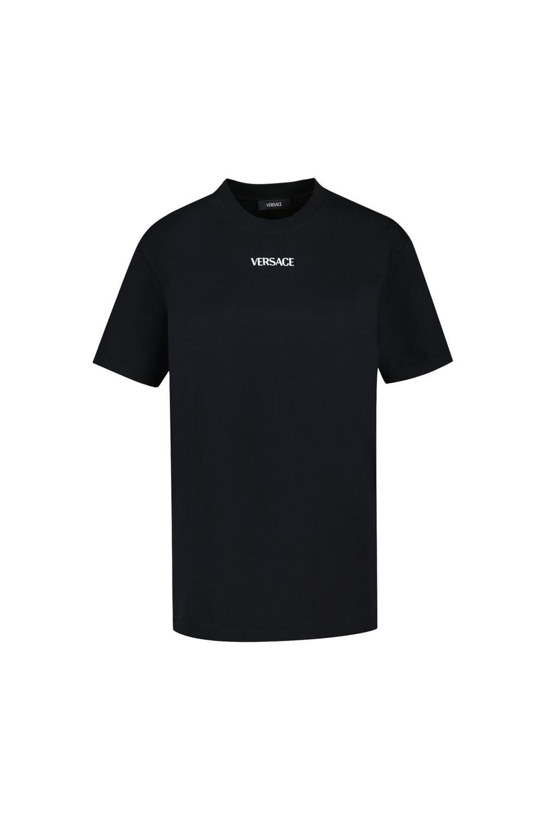 T-Shirt Writing Embroidery - Versace - Baumwolle - Schwarz