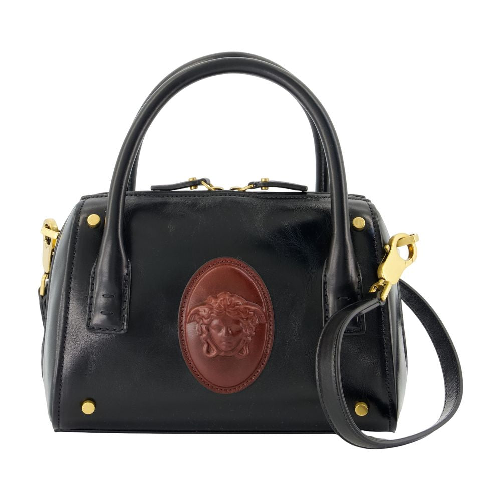 Kleine Boston-Umhängetasche – Versace – Leder – Schwarz