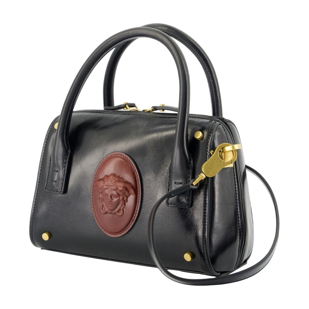 Kleine Boston-Umhängetasche – Versace – Leder – Schwarz
