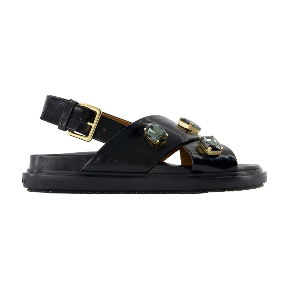 Fussbett Sandalen - Marni - Leder - Schwarz