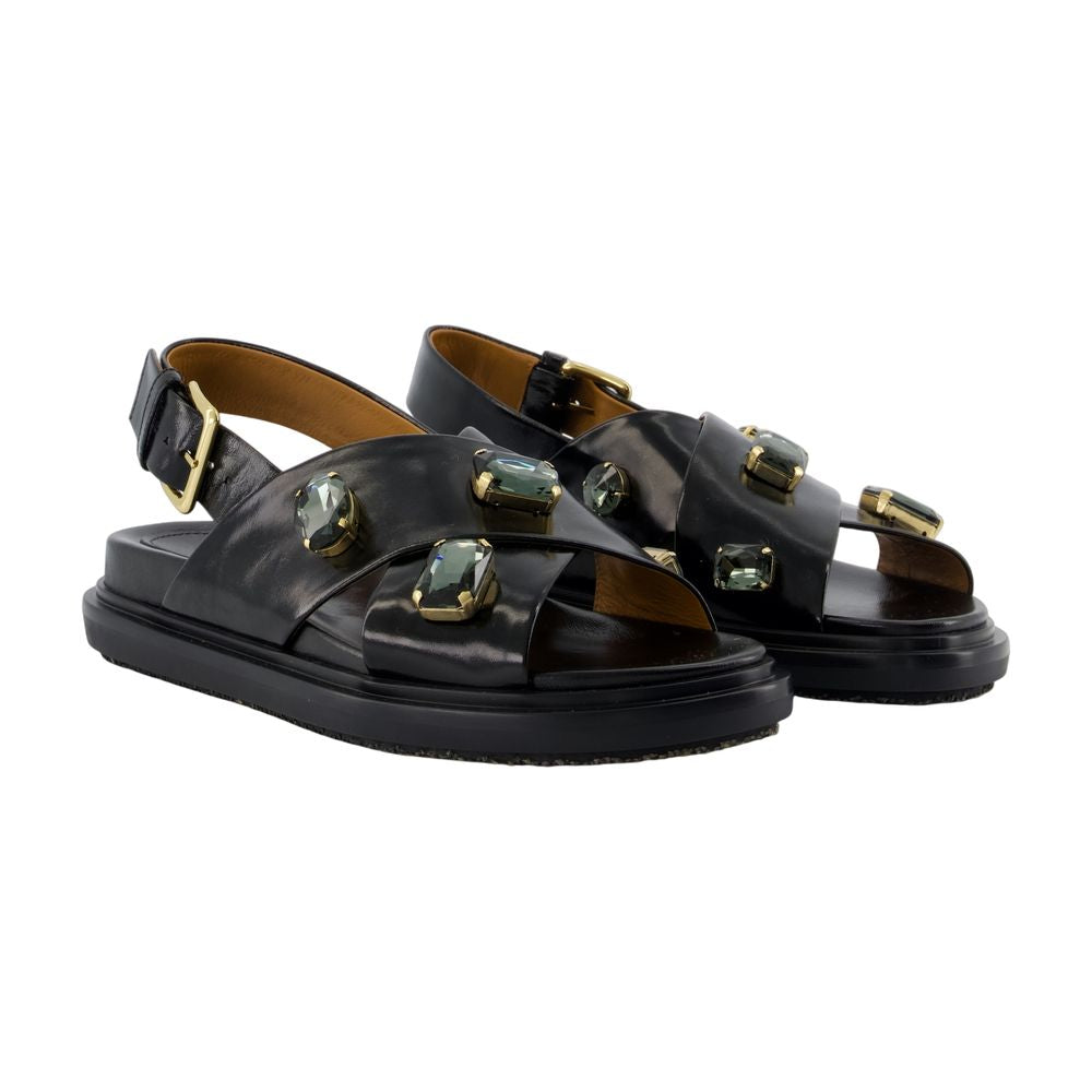 Fussbett Sandalen - Marni - Leder - Schwarz