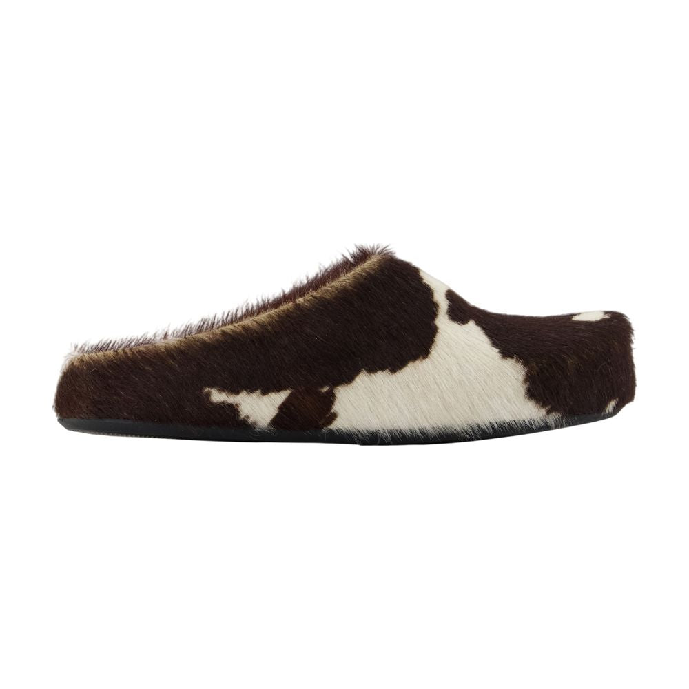 Pantoletten mit Fußbett – Marni – Leder – Weiß/Braun