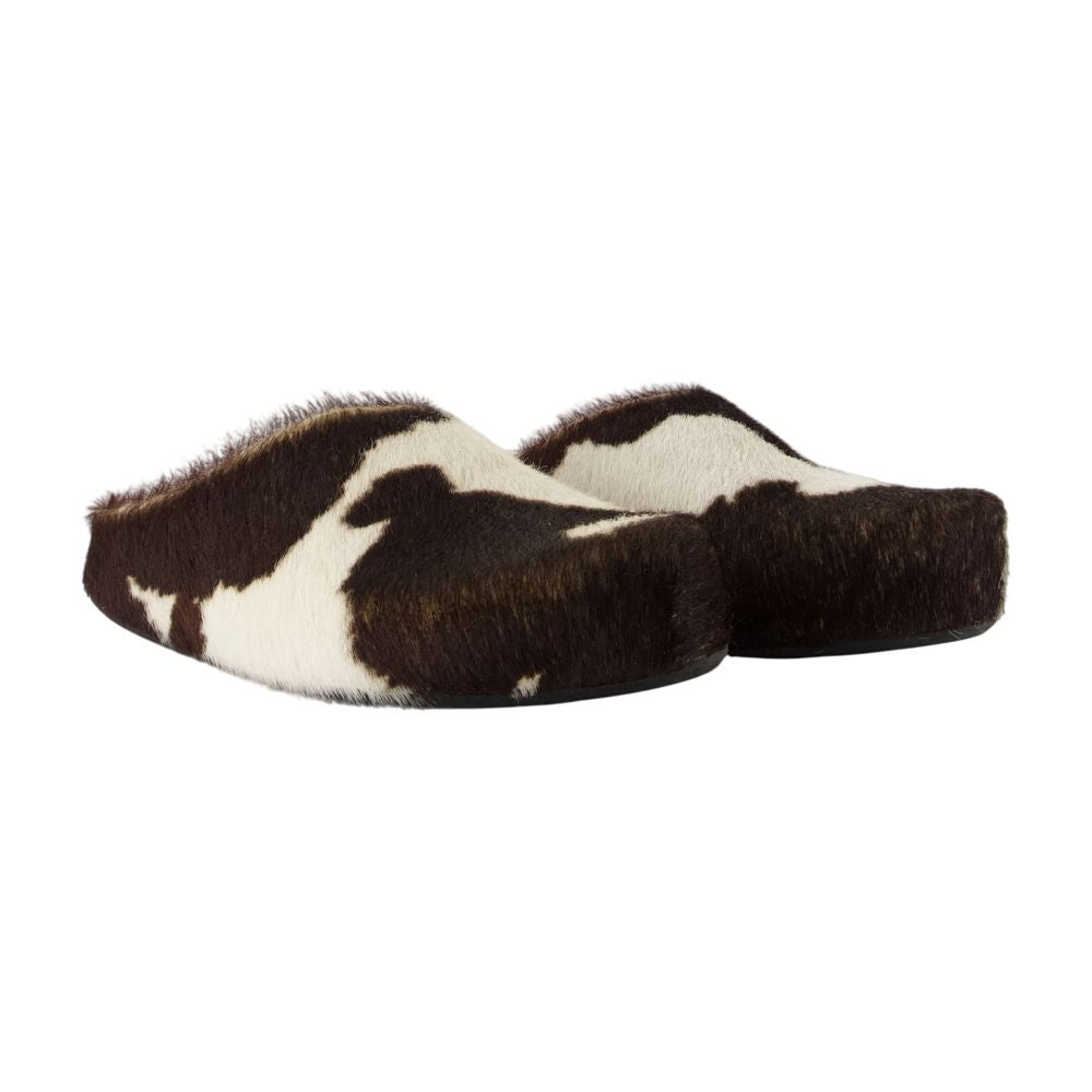 Pantoletten mit Fußbett – Marni – Leder – Weiß/Braun