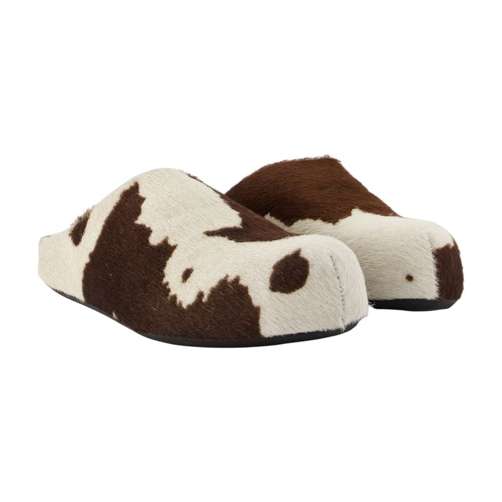 Pantoletten mit Fußbett – Marni – Leder – Weiß/Braun