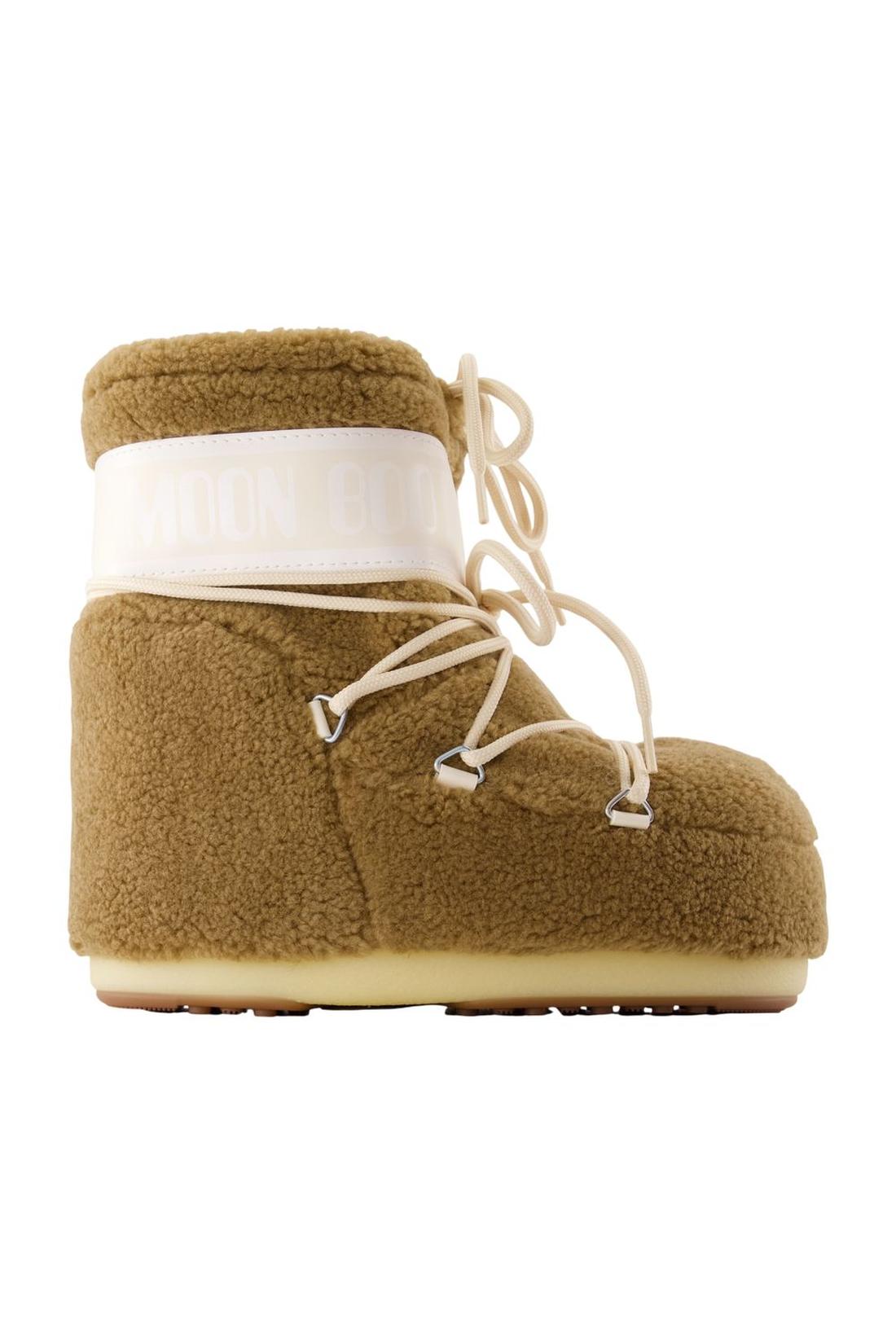Moon Boot-Icon Low Fleece Stiefeletten - Moon Boot - Synthetik - Braun-Stiefel & Stiefeletten-Black-Deal-Outlet-by-ARCHIVIST