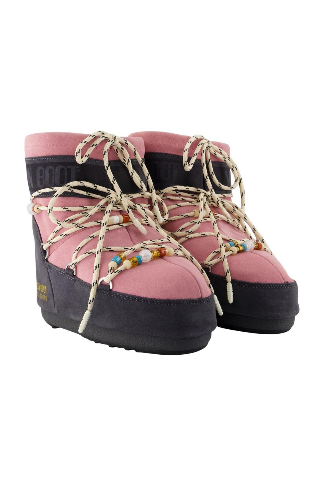 Moon Boot-Ankle Boots Mb X Gir Icon Low - Moon Boot - Leder - Pink-Stiefel & Stiefeletten-Black-Deal-Outlet-by-ARCHIVIST