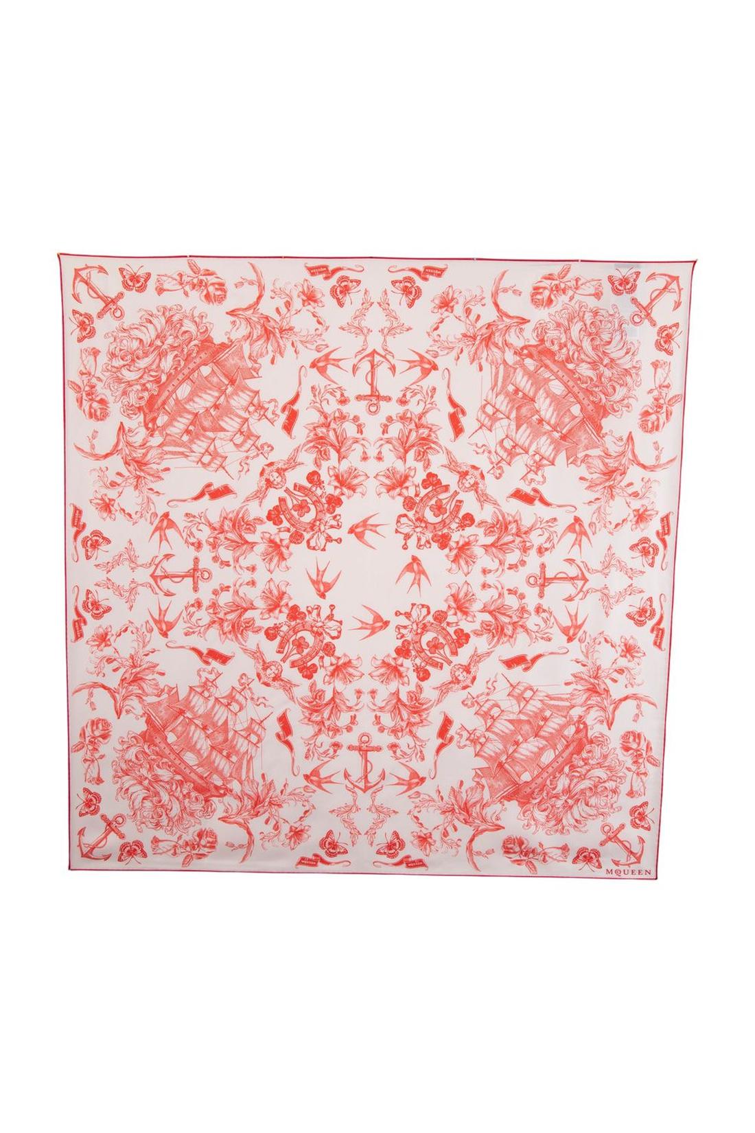 Alexander McQueen-Schal Fo Sailor Tattoo - Alexander McQueen - Seide - Rosa-Outdoor-Black-Deal-Outlet-by-ARCHIVIST