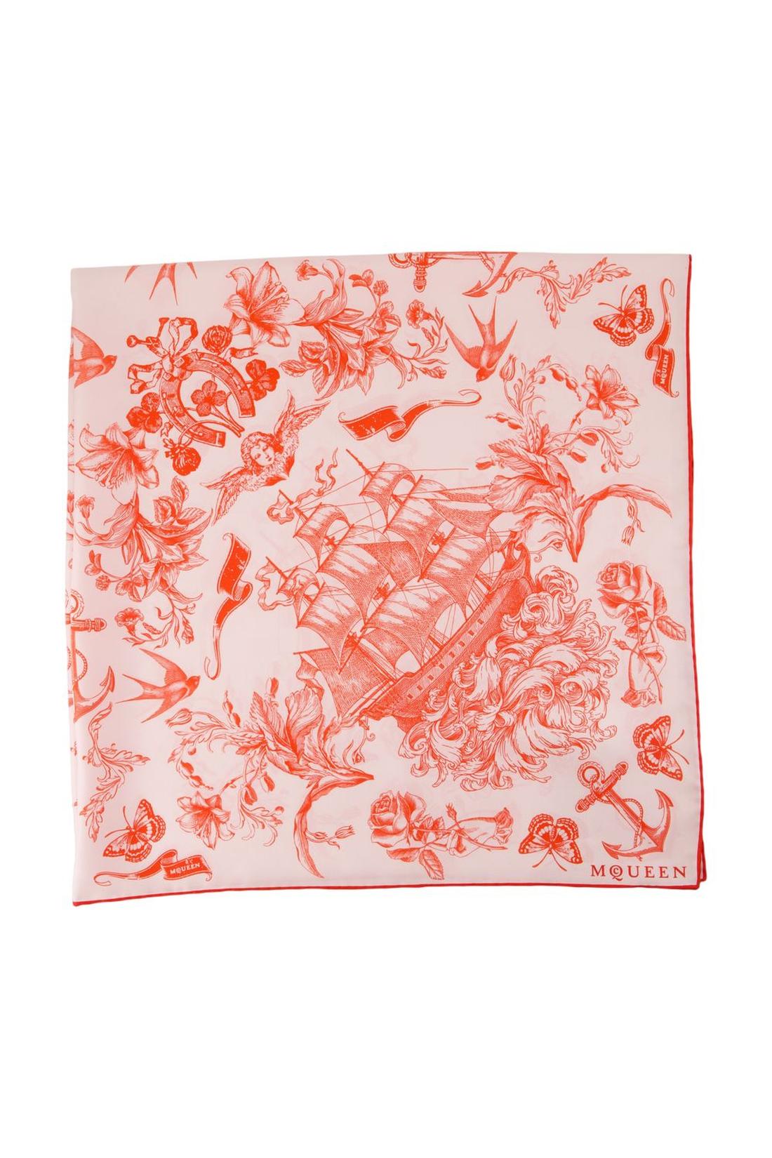 Alexander McQueen-Schal Fo Sailor Tattoo - Alexander McQueen - Seide - Rosa-Outdoor-Black-Deal-Outlet-by-ARCHIVIST