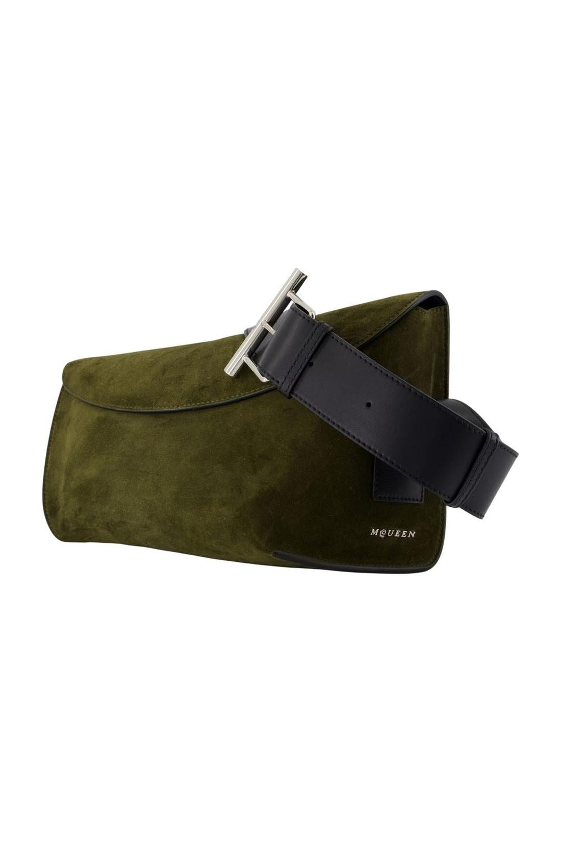 Alexander McQueen-T-Bar Sling Large Schultertasche - Alexander McQueen - Leder - Khaki-Taschen-Black-Deal-Outlet-by-ARCHIVIST