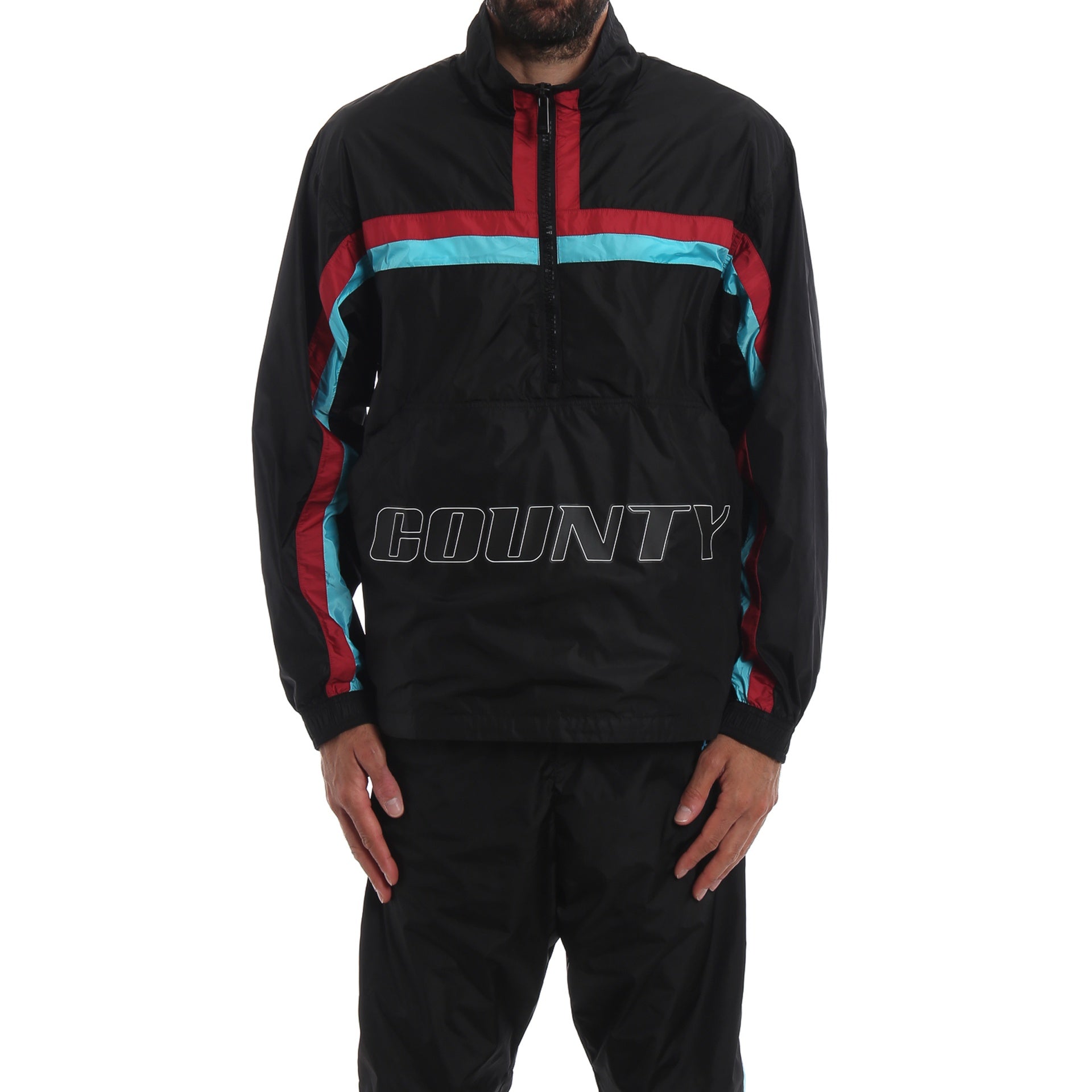 Marcelo Burlon County Of Milan-Marcelo Burlon Logo Windbreaker Jacket-MEN CLOTHING-Black-Deal-Outlet-by-ARCHIVIST