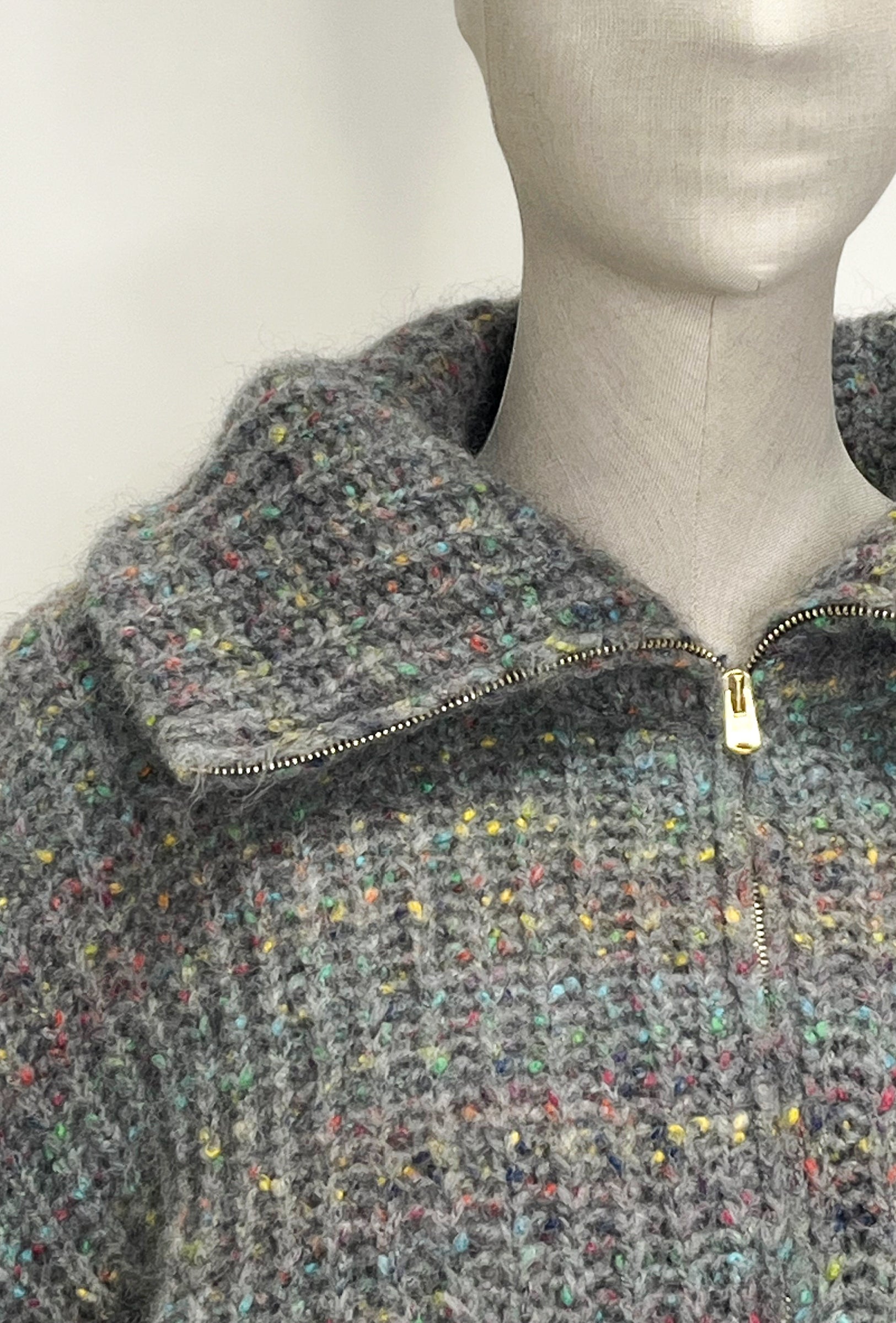 WOOL MOHAIR TWEED Cardigan, Marble