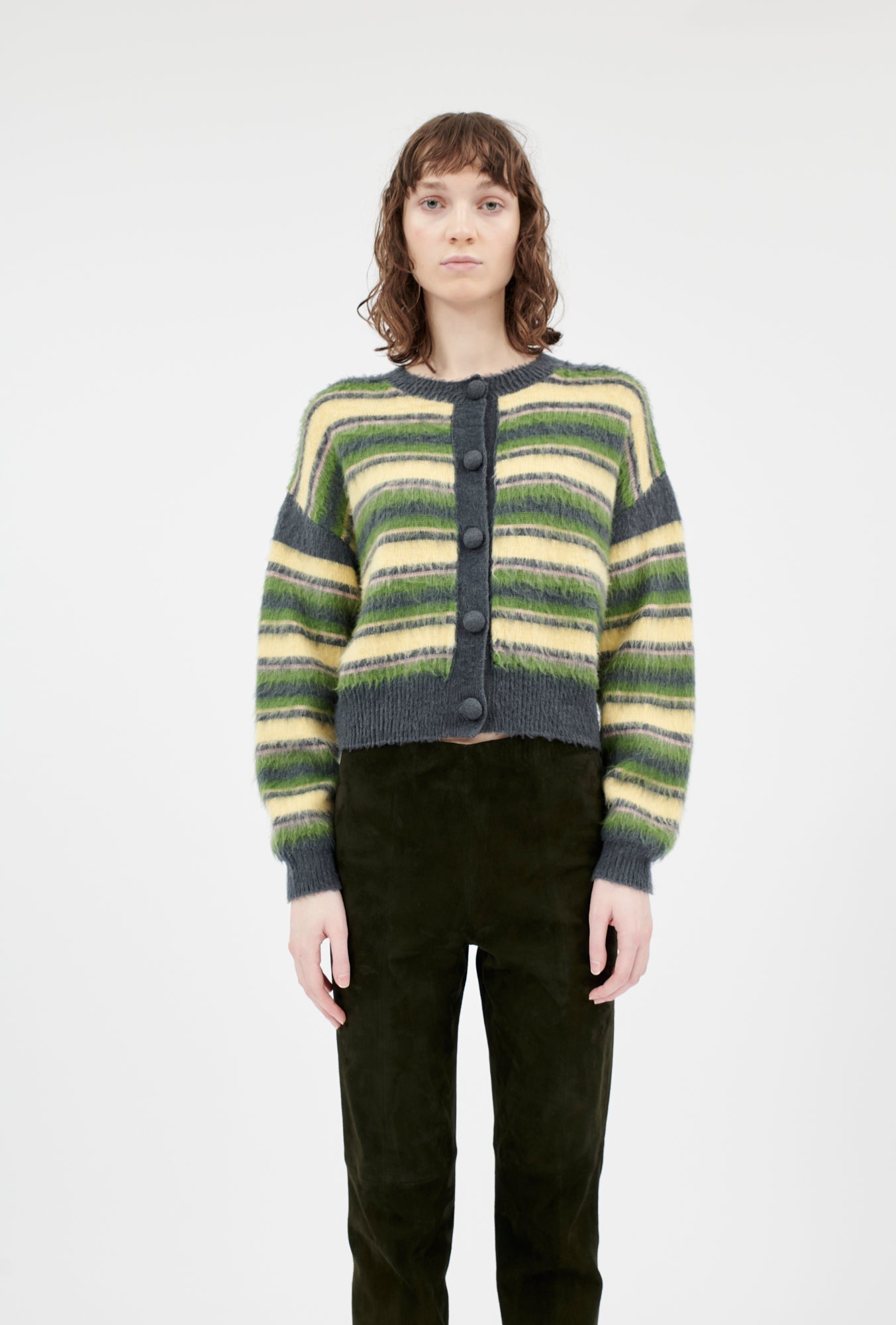 Brushed Wool Mix Cardigan, Multicolor