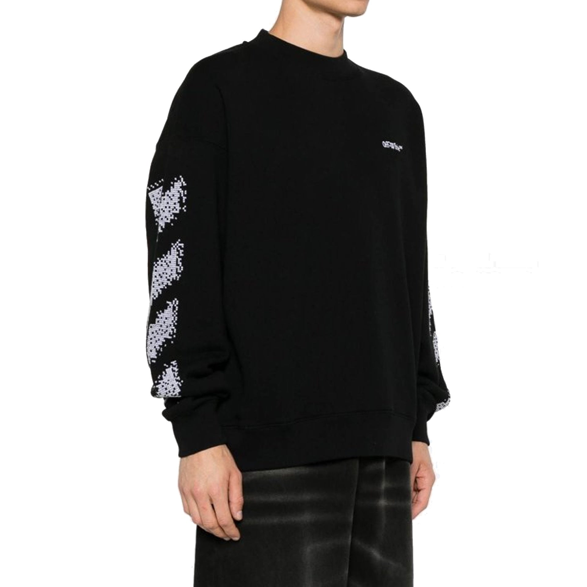 Off White-Off White Pixel Diag Sweatshirt-MEN CLOTHING-Black-Deal-Outlet-by-ARCHIVIST