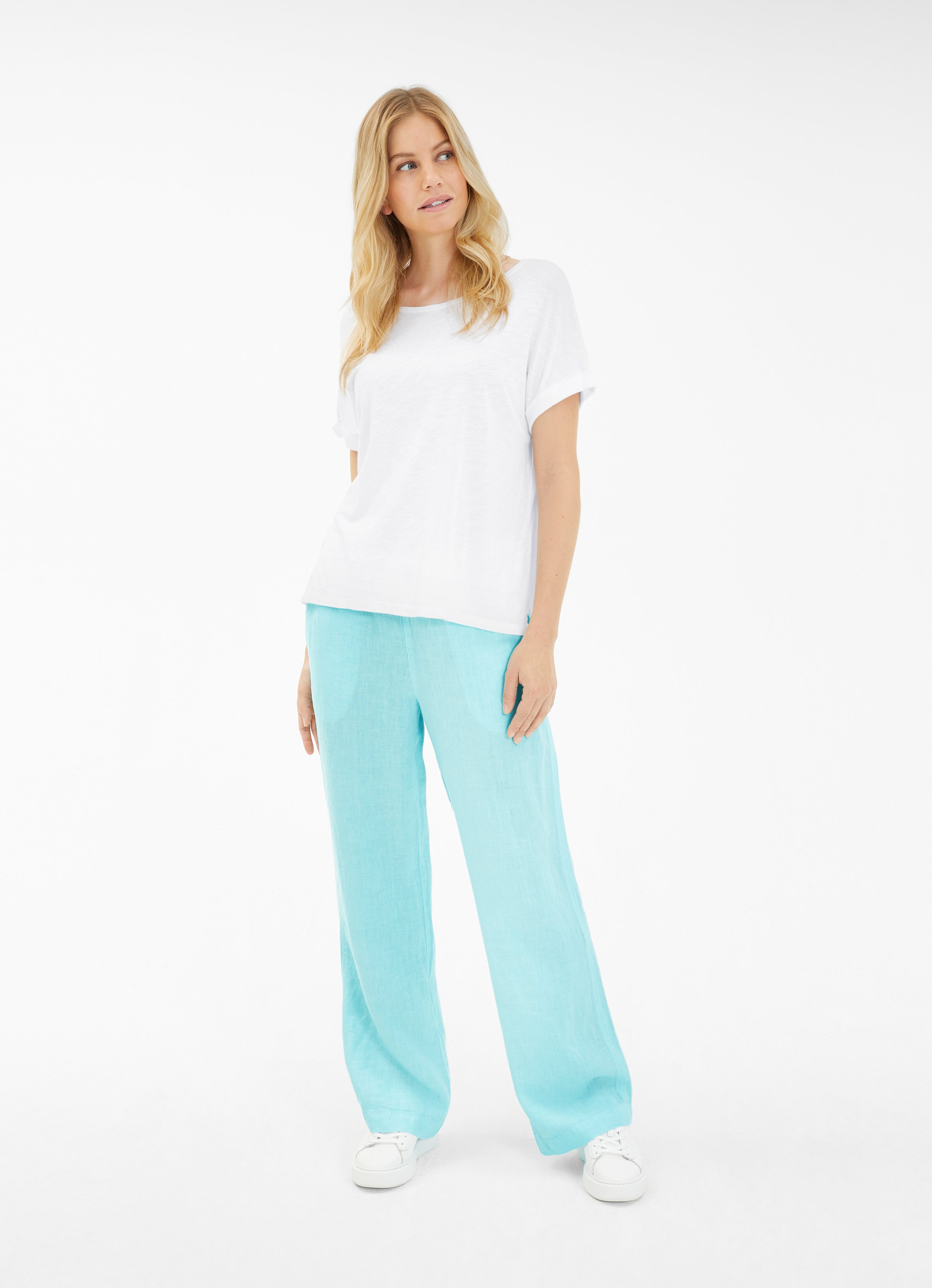 Washed Linen Trousers Wide Leg