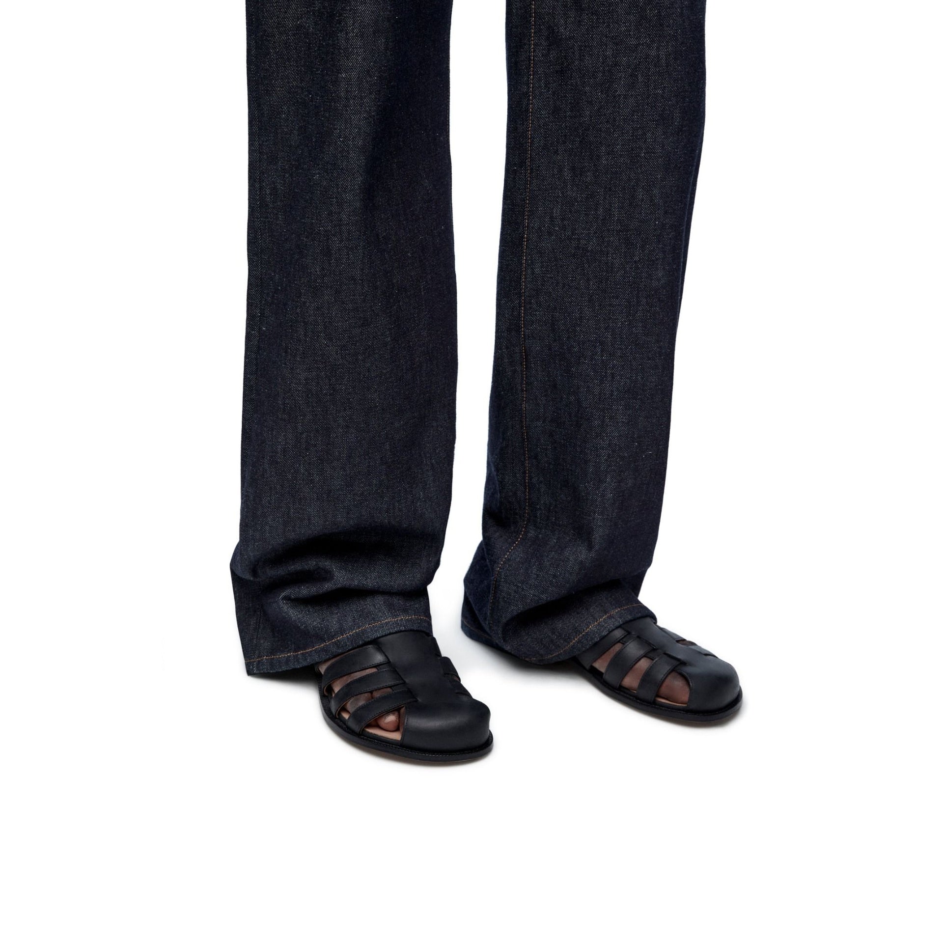 Loewe-Loewe Campo Leather Sandals-MEN SHOES-Black-Deal-Outlet-by-ARCHIVIST