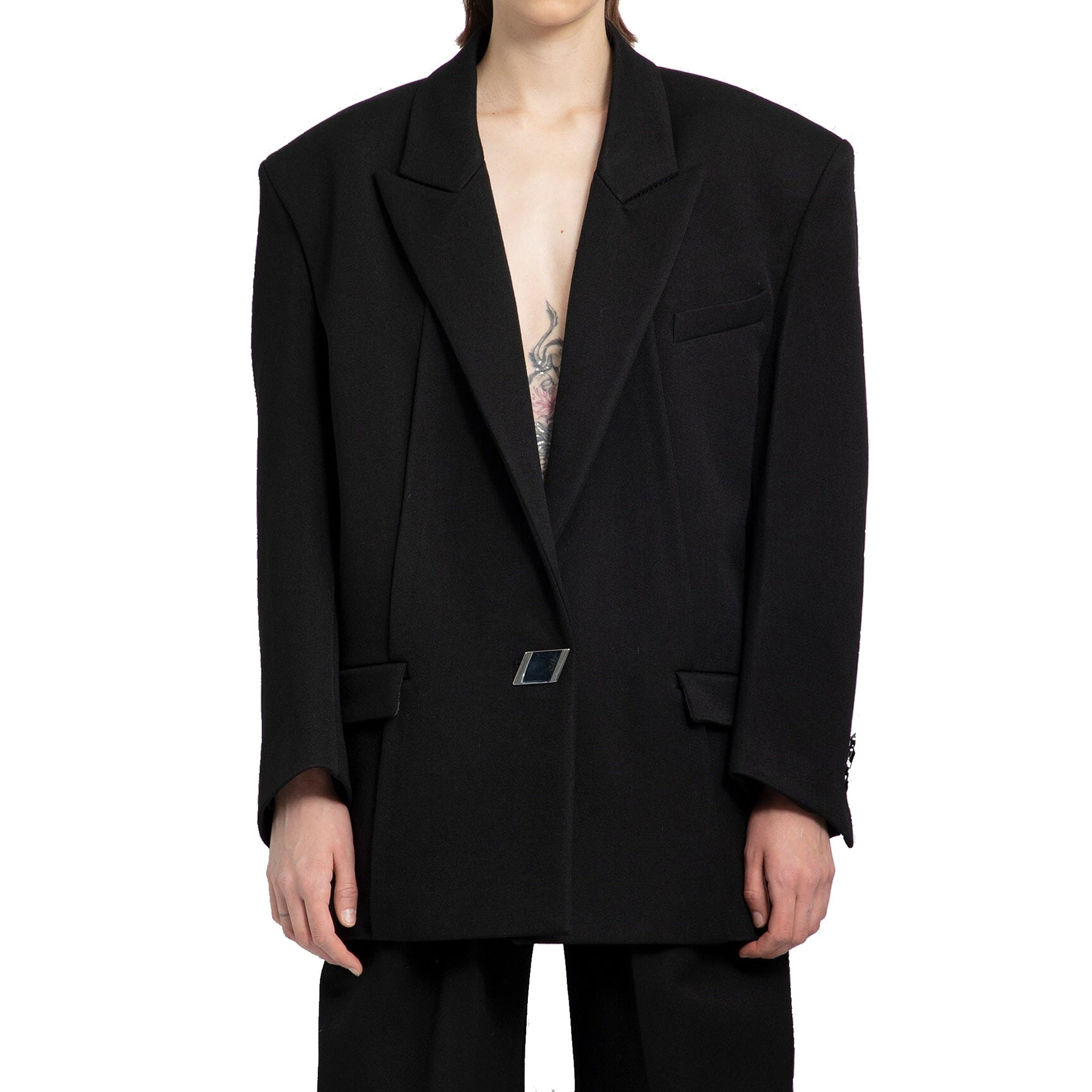 The Attico-The Attico Wool Blend Blazer-WOMEN CLOTHING-Black-Deal-Outlet-by-ARCHIVIST