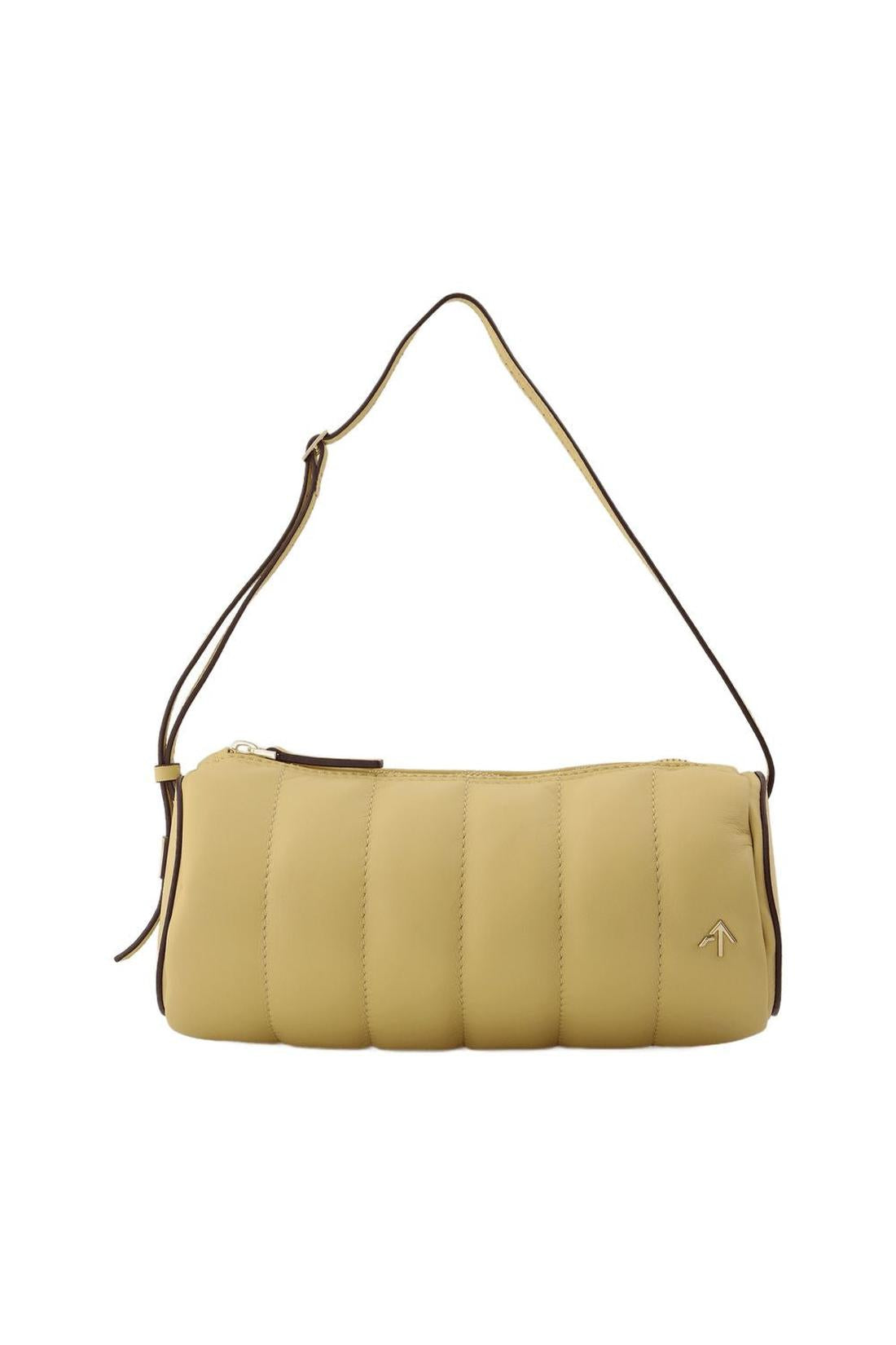 Padded Cylinder leather bag in cream