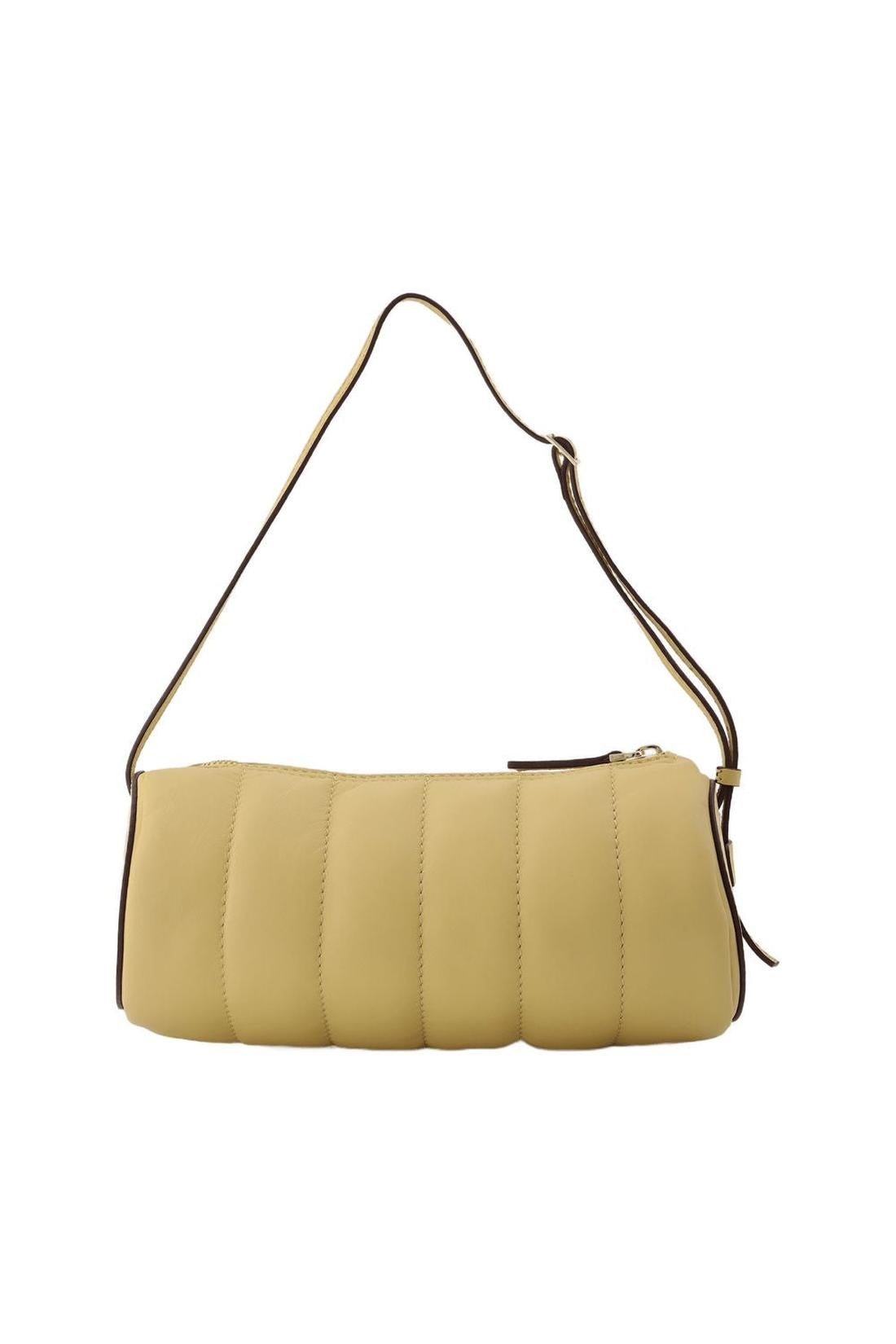 Padded Cylinder leather bag in cream