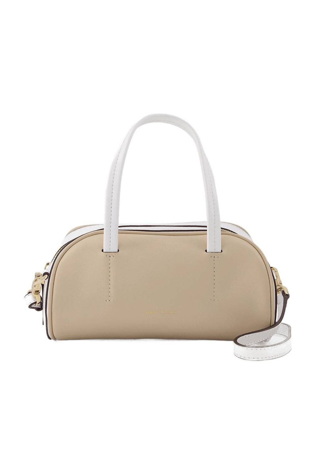 Hourglass leather bag in ivory and white