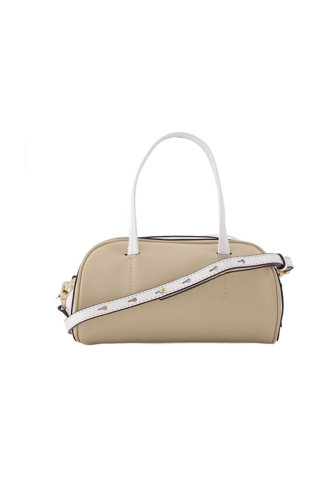 Hourglass leather bag in ivory and white