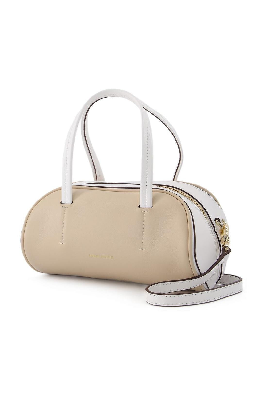 Hourglass leather bag in ivory and white