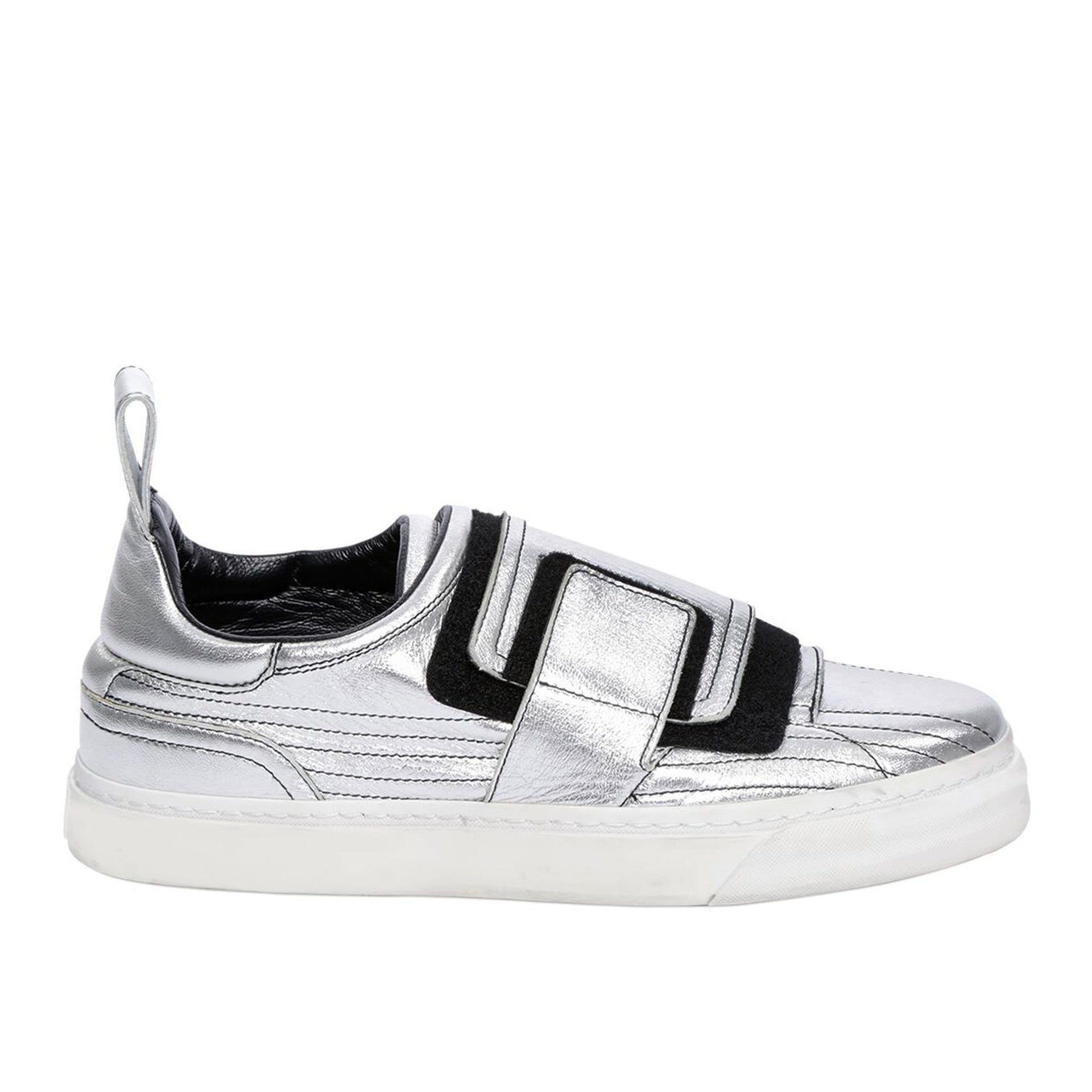 PACO RABBANE-Paco Rabbane Crackled Metallic Leather Sneakers-WOMEN SHOES-Black-Deal-Outlet-by-ARCHIVIST
