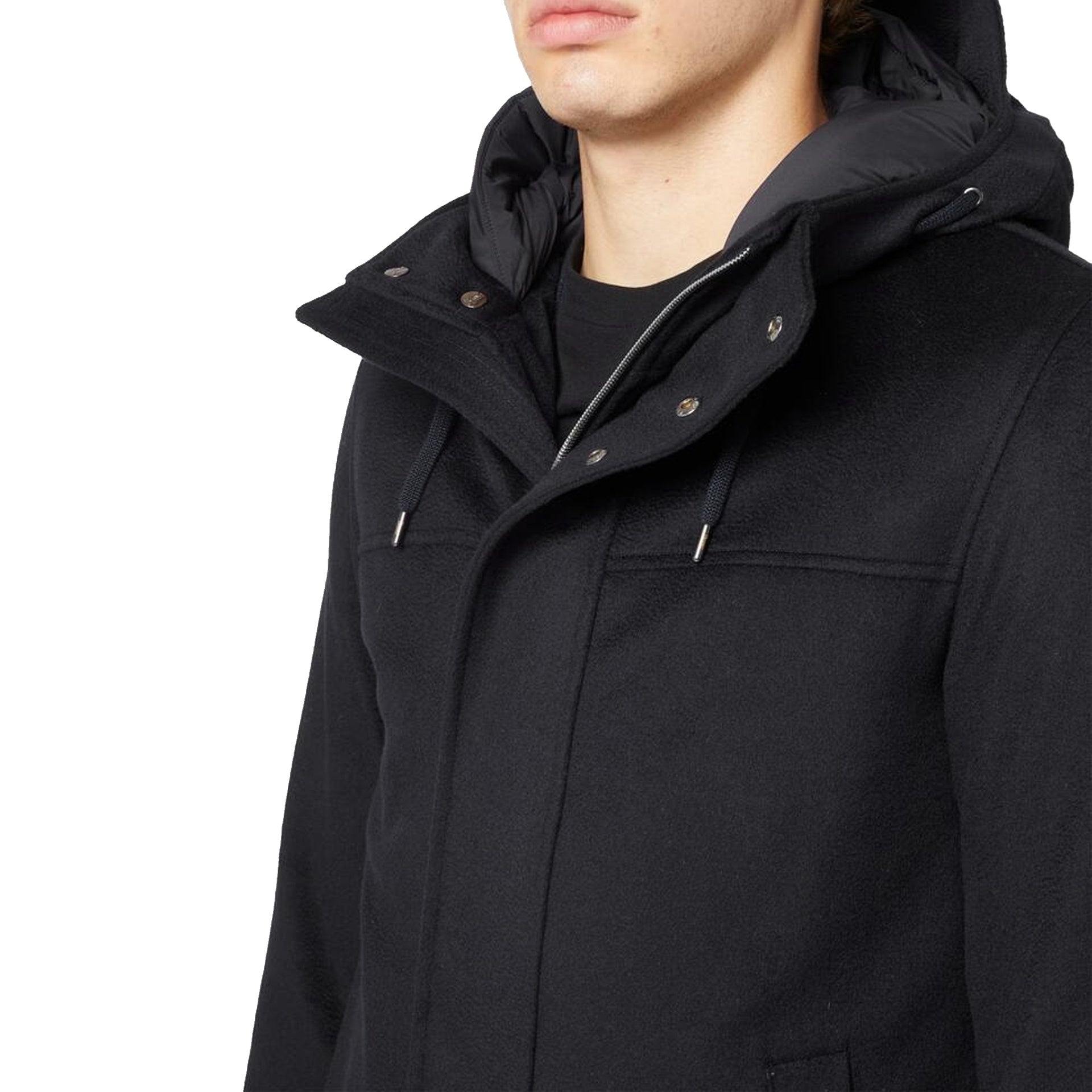 Herno-HERNO Wool Cashmere Hooded Coat-MEN CLOTHING-Black-Deal-Outlet-by-ARCHIVIST