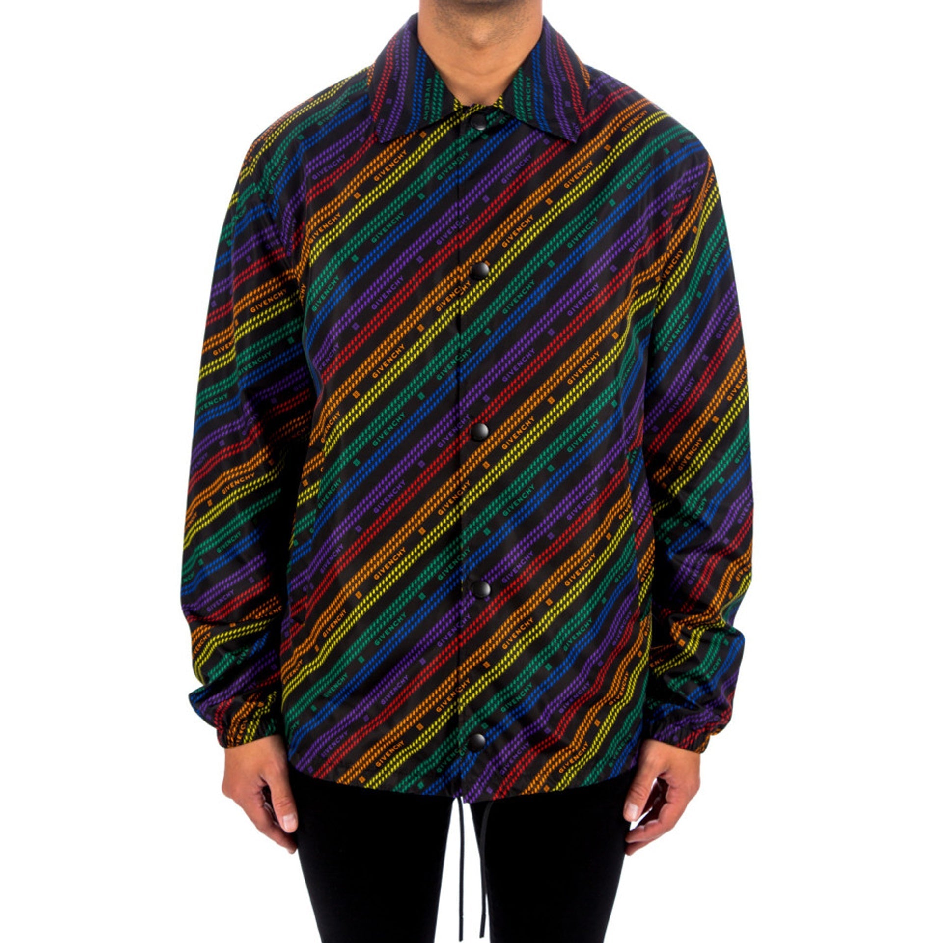 Givenchy-Givenchy Rainbow Chain Nylon Jacket-MEN CLOTHING-Black-Deal-Outlet-by-ARCHIVIST